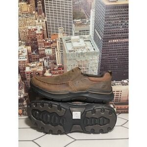 Skechers Mens Relaxed Fit Seveno Shoes Brown Leather Slip On 66146 Size 10.5